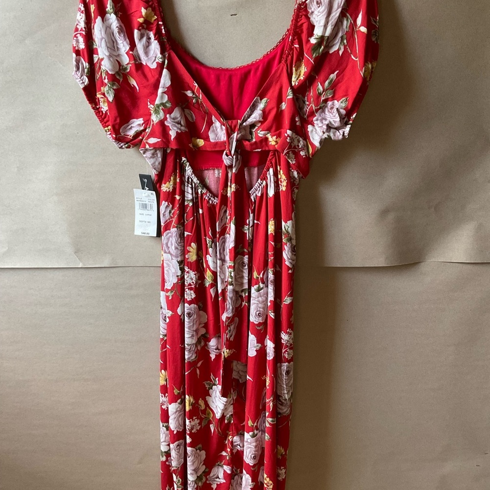 As U Wish Floral Red Dress. Size L NWT - Picture 7 of 13